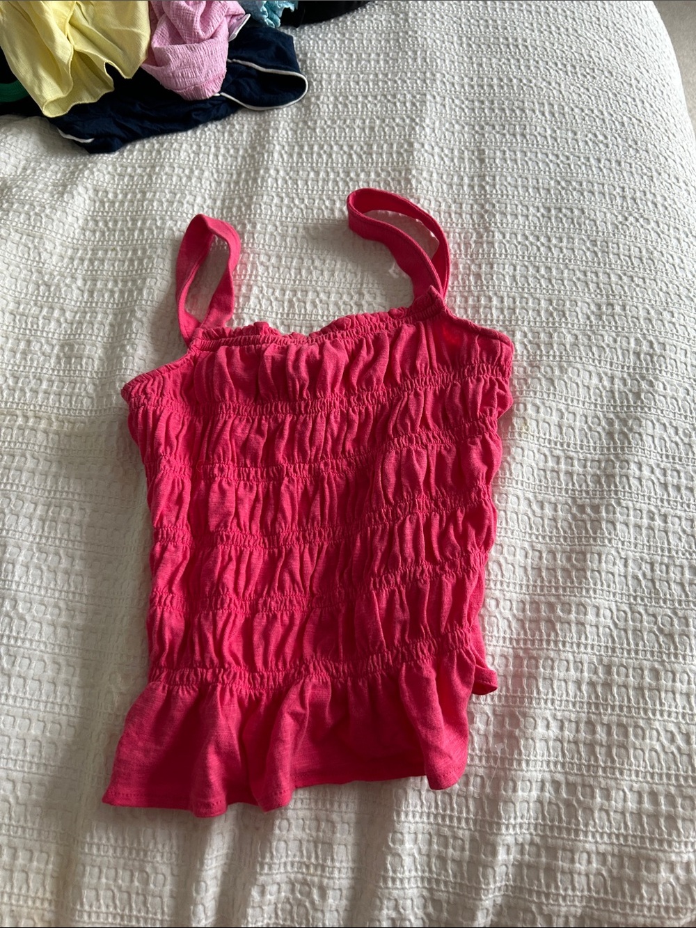 Smocked Ruffle Tank Top - Pink